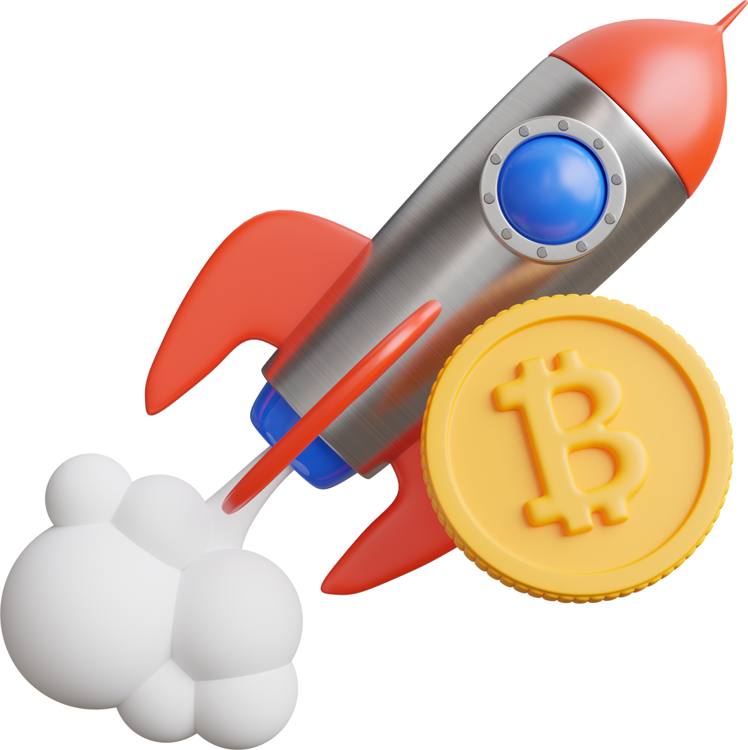 3d cryptocurrency with rocket